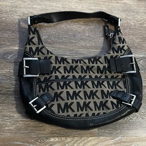 MICHAEL Michael Kors MK logo black and grey shoulder bag